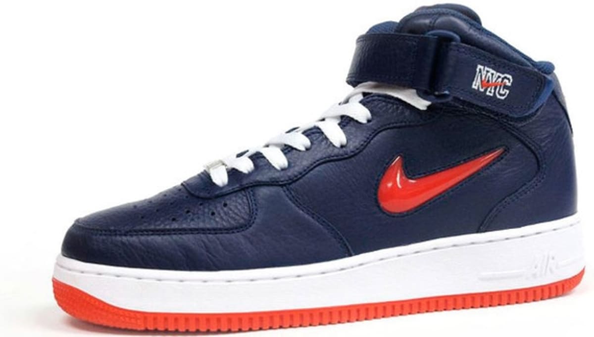 navy blue and grey air force ones