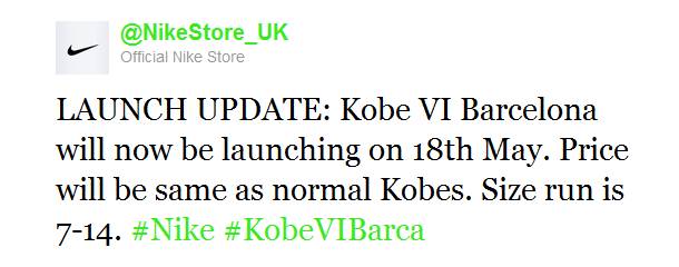 Nike Zoom Kobe VI - 'FC Barcelona' - UK Release Information