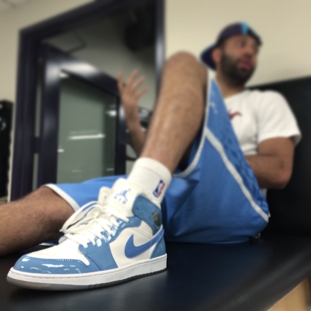 Kendall Marshall wearing Air Jordan I 1 Patent UNC