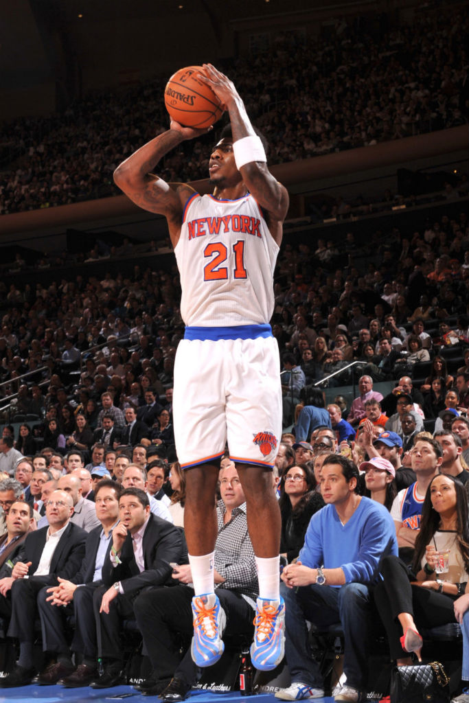 Iman Shumpert wearing adidas Real Deal Light Grey Prime Blue