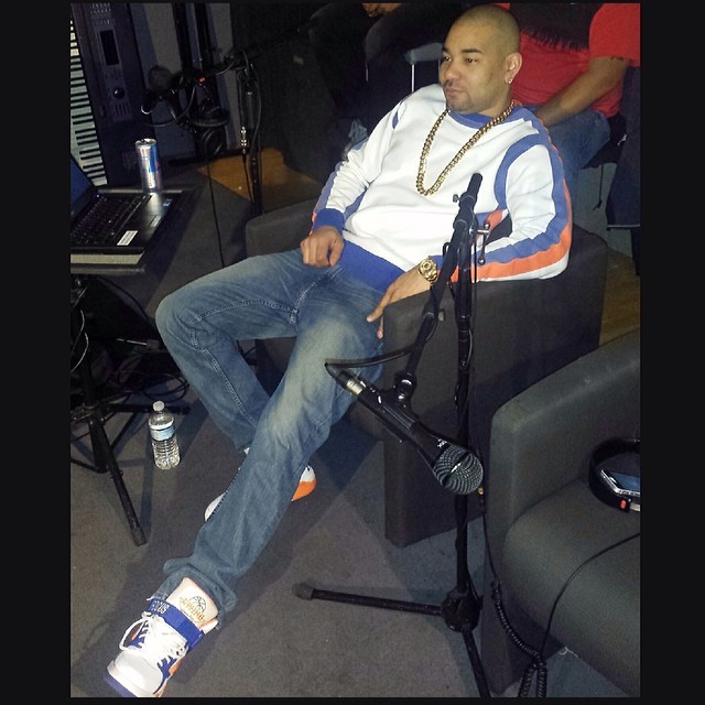 DJ Envy wearing Ewing Focus Knicks