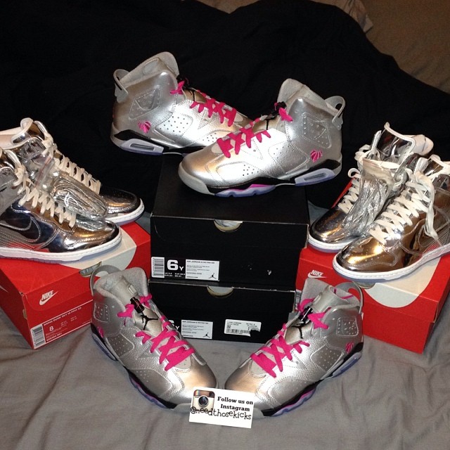 Erica Mena Picks Up Air Jordan 6 Valentine's Day, Nike Dunk Sky High Liquid Metal