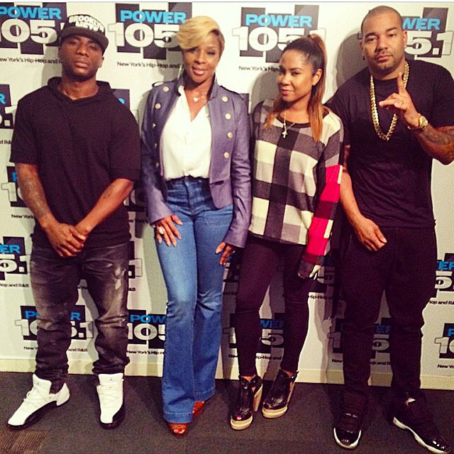 DJ Envy wearing Air Jordan XI 11 Space Jam; Charlamagne wearing Air Jordan XII 12 Taxi