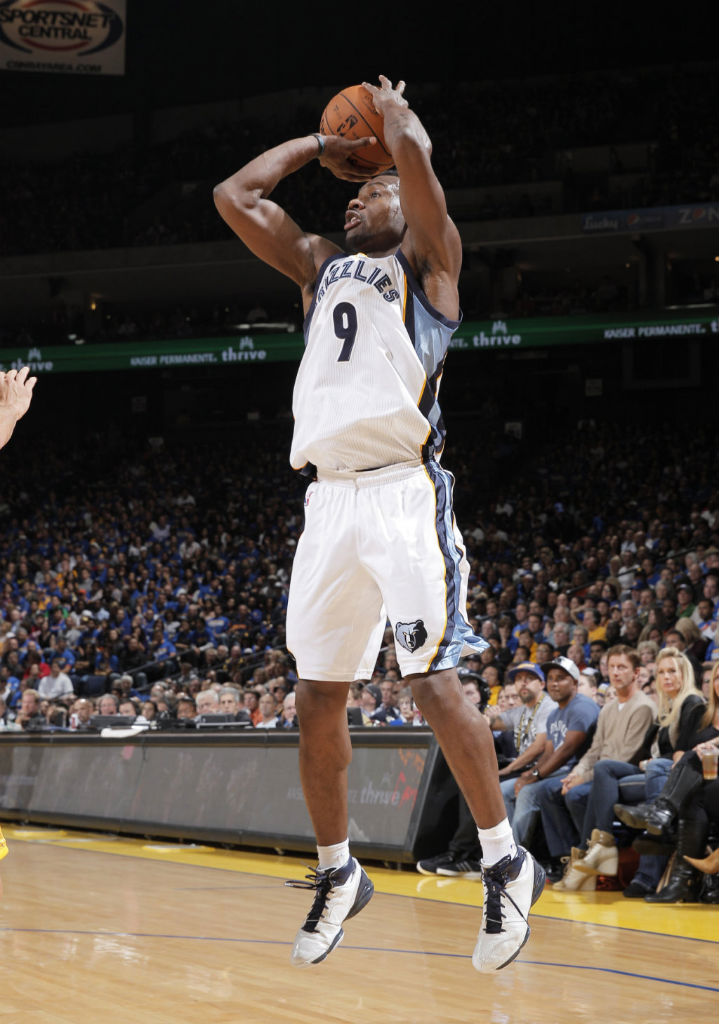 Tony Allen wearing adidas adizero Rose 1.0 White Navy