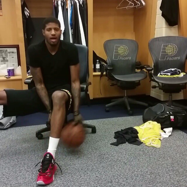 Paul George wearing Nike HyperRev 2015 Red