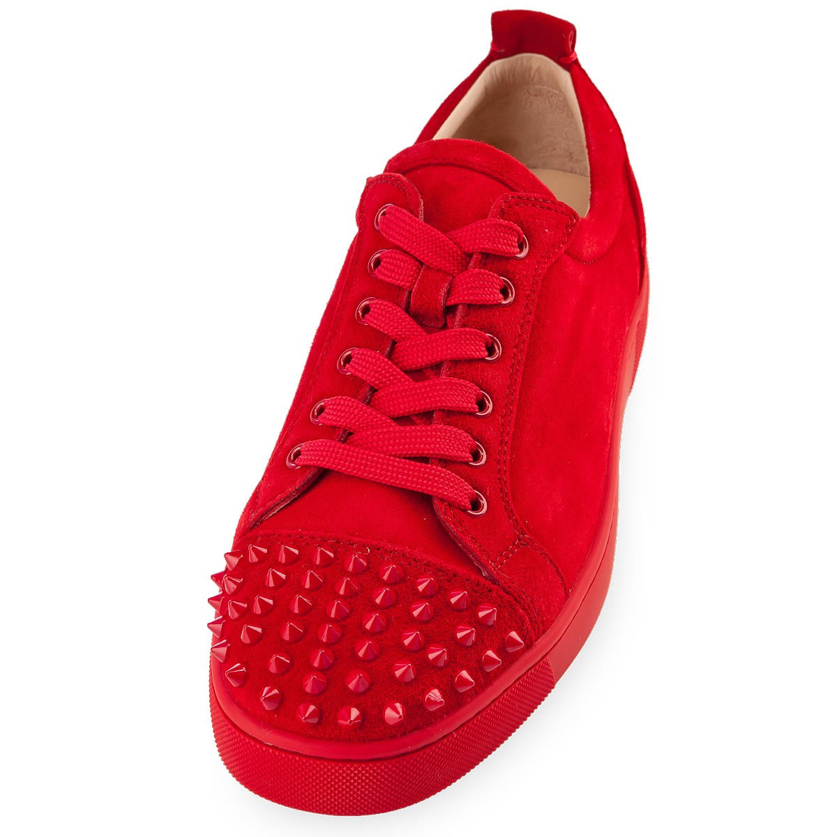 Christian Louboutin Louis Junior Spikes - Red Suede | Complex