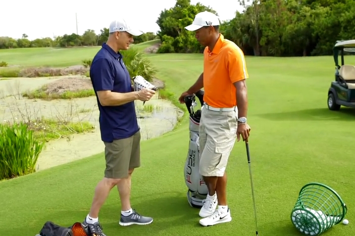 Tiger and Tobie trade insights during a Nike Golf design session