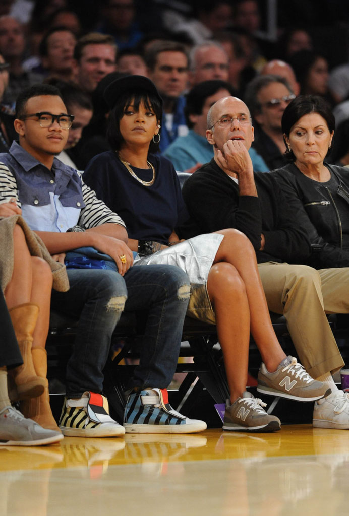 Rihanna wearing New Balance 574