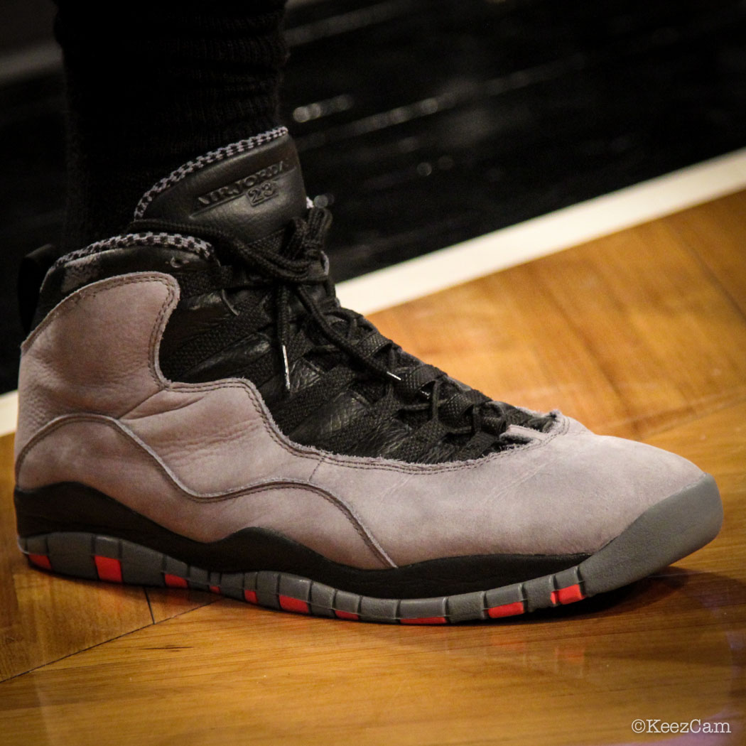 Amir Johnson wearing Air Jordan 10 Retro Cool Grey