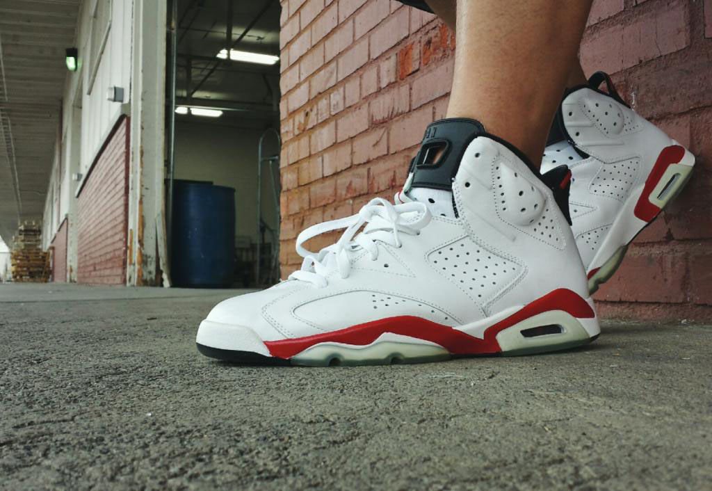 jordan 6 varsity red on feet