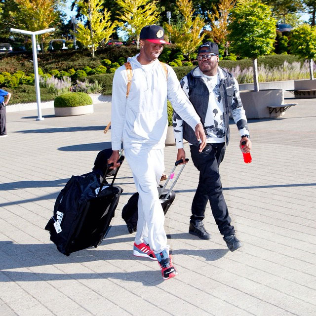 Andrew Wiggins wearing adidas Originals T ZXZ 700 Collegiate Red