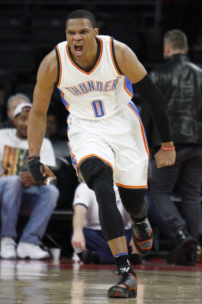 Russell Westbrook wearing Air Jordan XX9 Black Elephant / Orange PE (1)