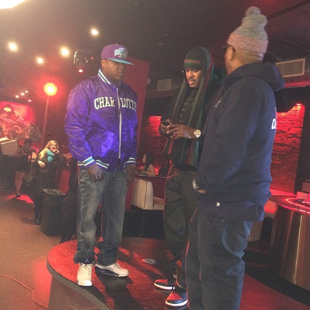 Jadakiss wearing Air Jordan 5 Grape; Sheek Louch wearing Air Jordan 1 Black/Red