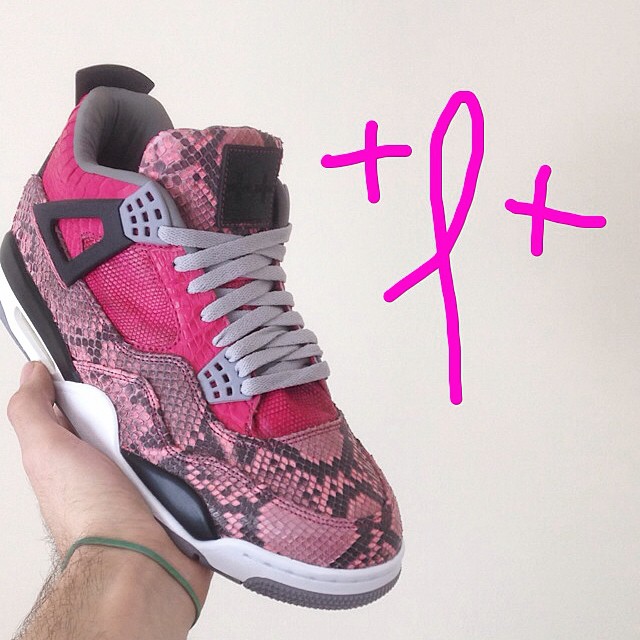 Air Jordan 4 'Pink Snakeskin' for Breast Cancer Awareness by JBF Customs