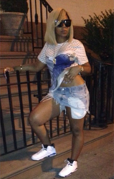 Ashanti wearing Air Jordan VI 6 Sport Blue