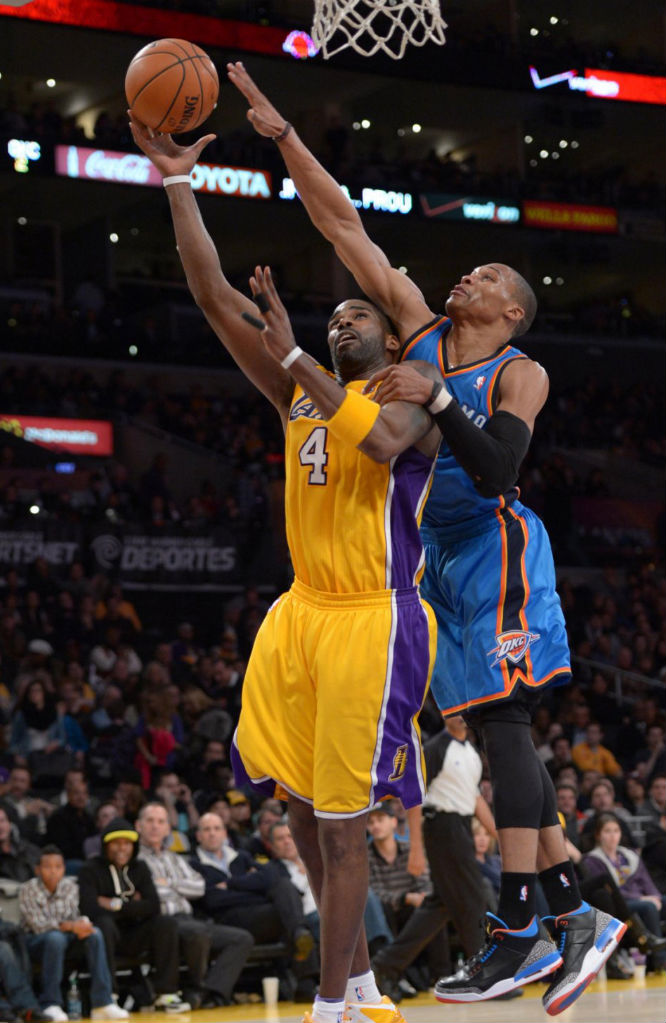 Russell Westbrook wearing Air Jordan III 3 OKC Away PE (2)