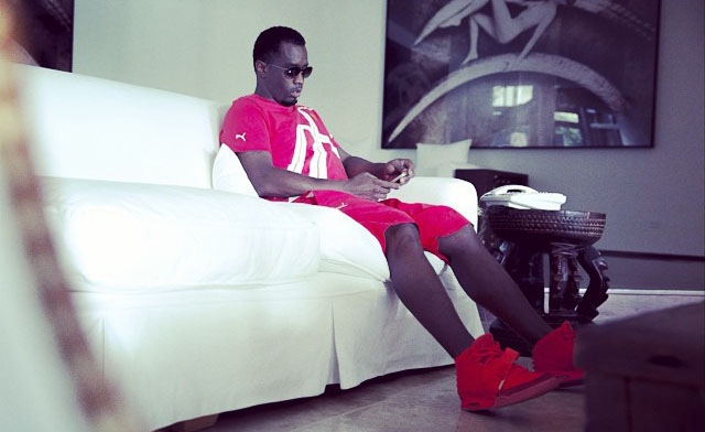 Diddy wearing Nike Air Yeezy II 2 Red October