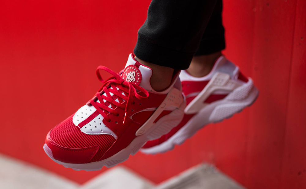 red huaraches on feet