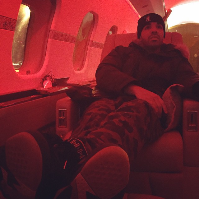 Drake wearing Air Jordan VII 7 GMP