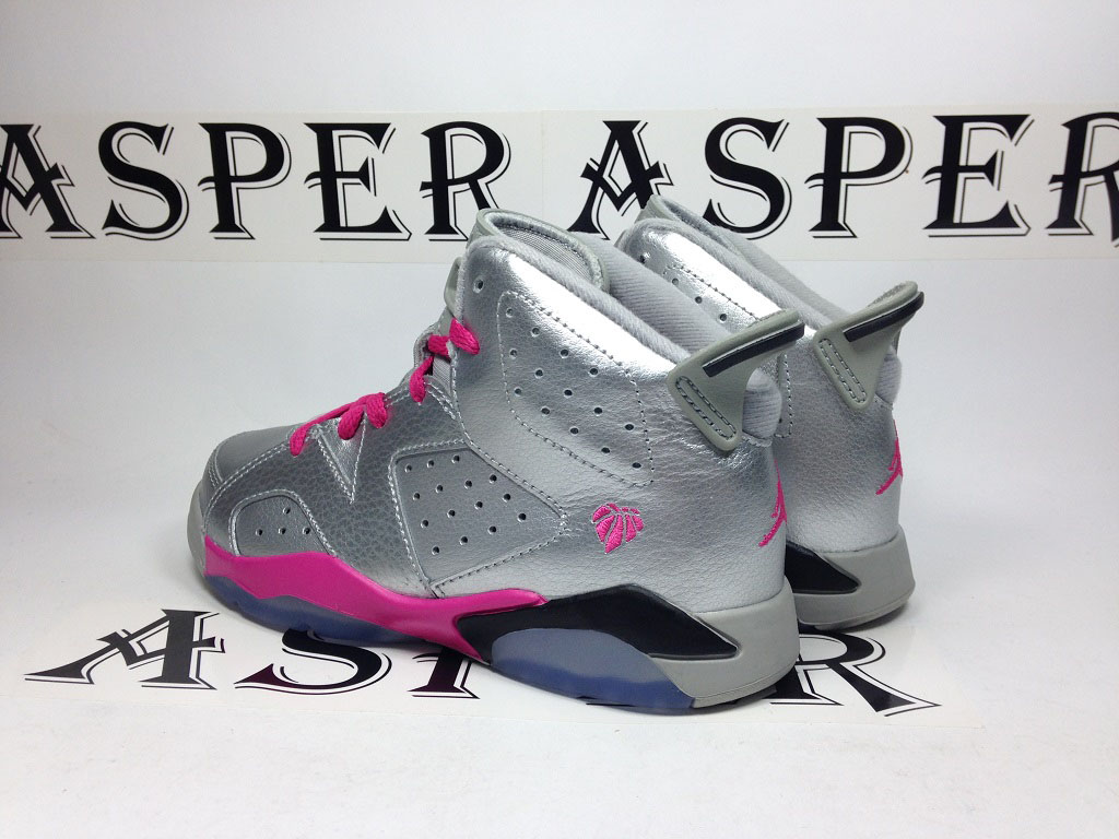 Air Jordan 6 Girls Silver/Pink (7)