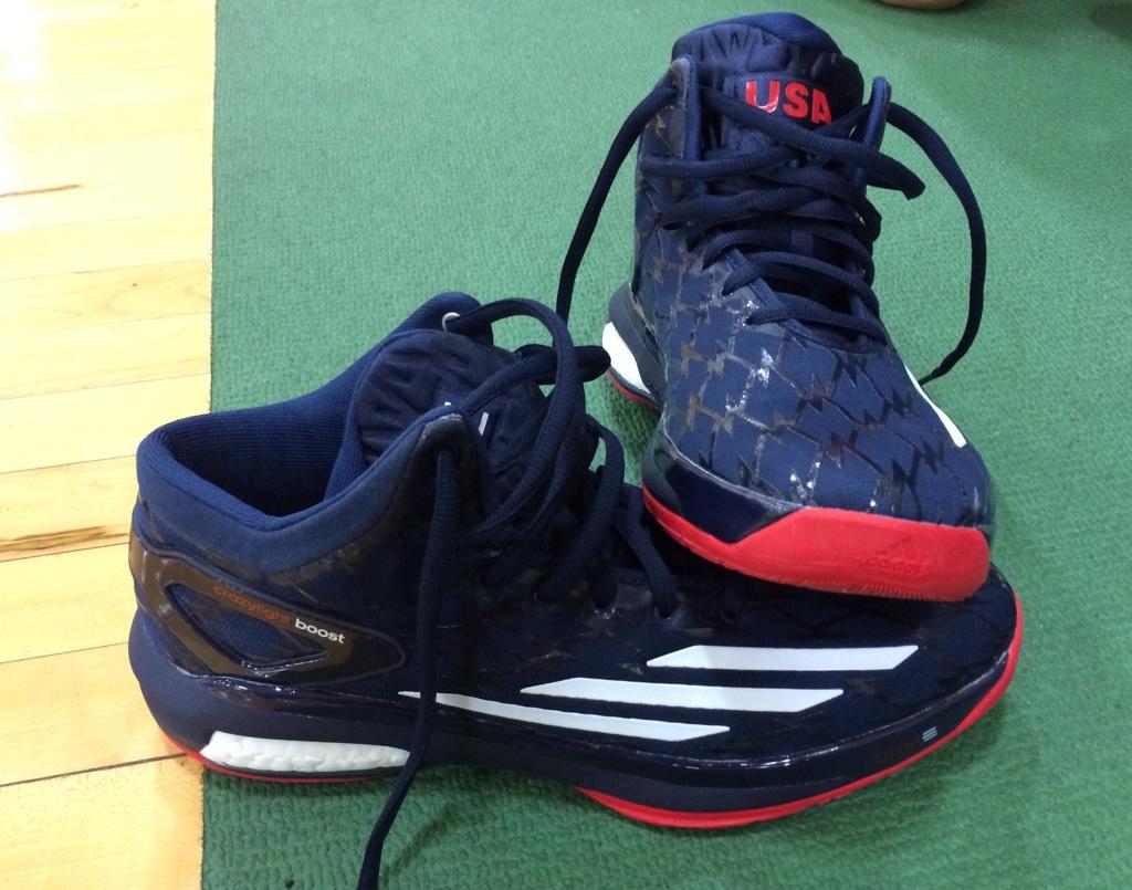 Dame Lillard wearing adidas Crazylight Boost USA Away