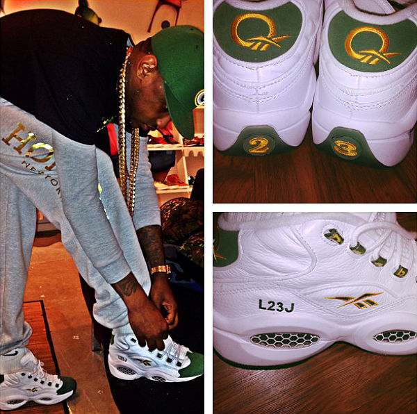 Fabolous wearing Packer Shoes x Reebok Question LeBron