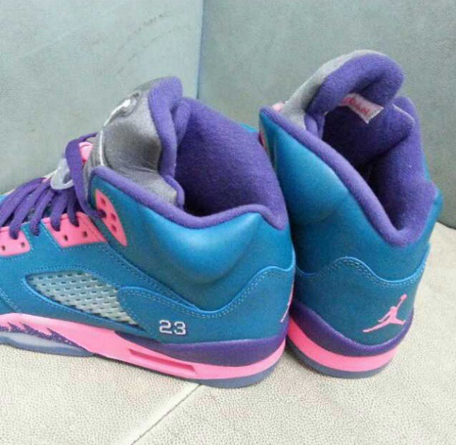 blue pink and purple jordan 5s