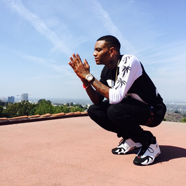 Soulja Boy wearing Air Jordan XIV 14 Black Toe