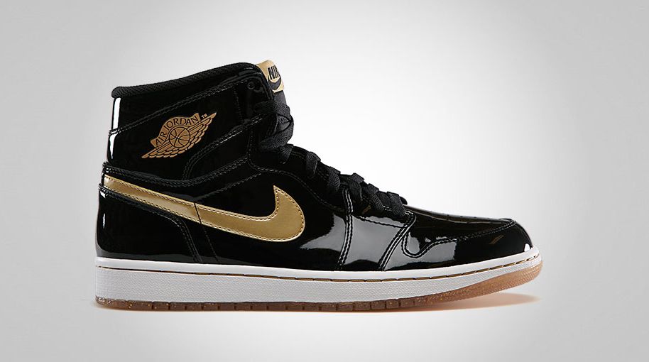 air jordan 1 high og retro black gold patent leather