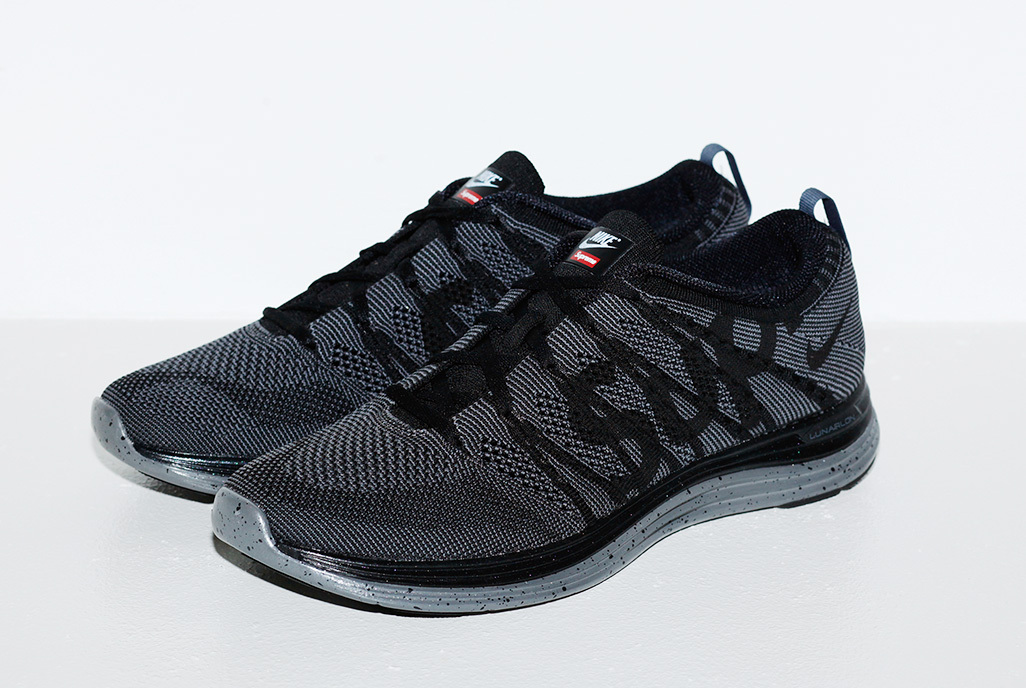 Supreme x Nike Flyknit Lunar 1 in black grey