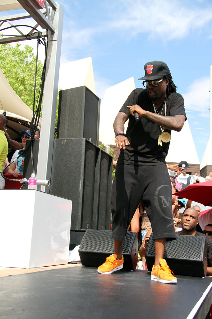 Wale wearing Nike Air Max 1 Orange Ripstop Nylon Pack (1)