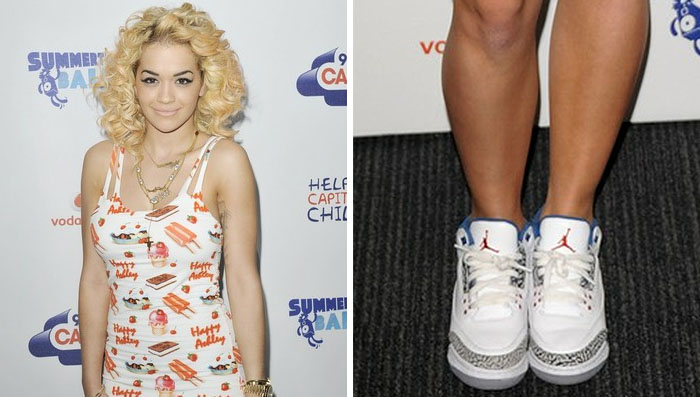 Rita Ora wearing Air Jordan III 3 True Blue