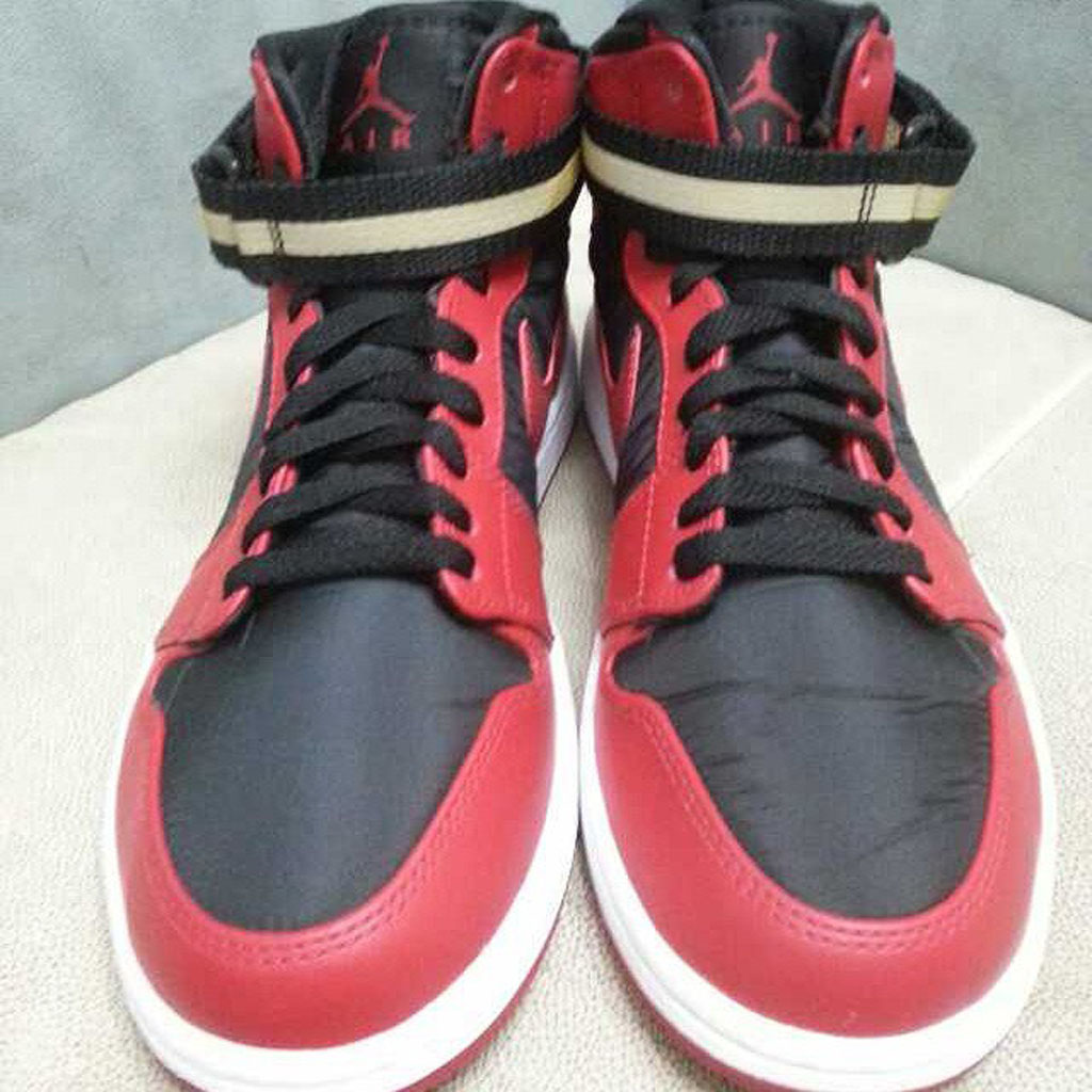 black and red jordans with strap