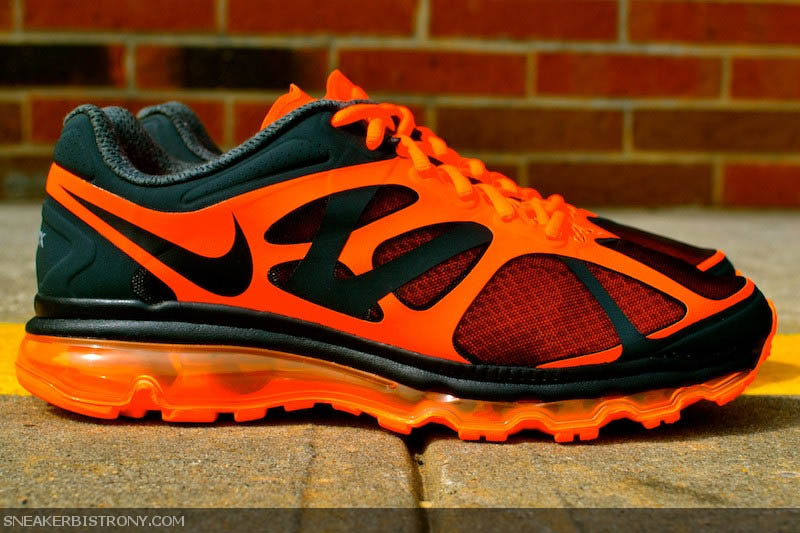 black nike air max with orange