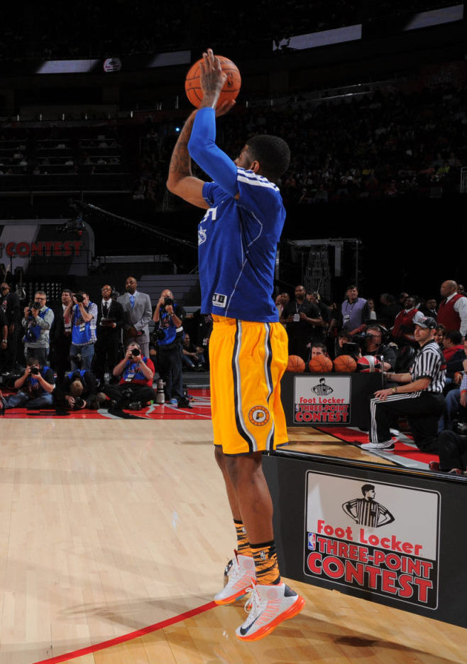 Paul George wearing Nike Lunar Hyperdunk 2012 PE