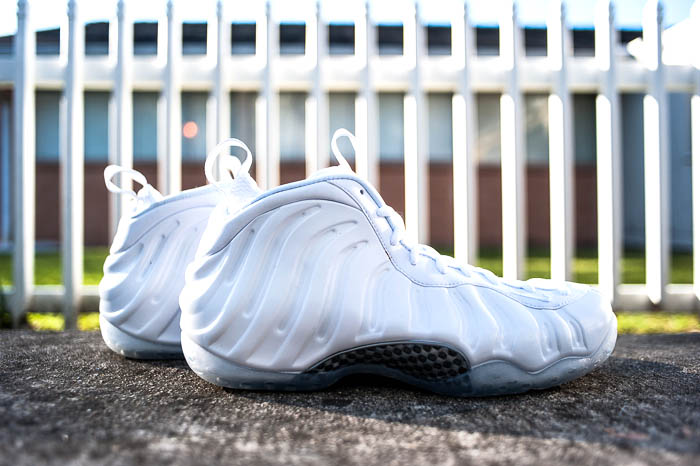 silver and white foamposites