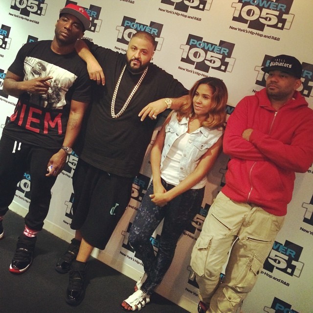 DJ Khaled wearing Air Jordan XI 11 Gamma Blue; Charlamagne wearing Air Jordan XI 11 Bred