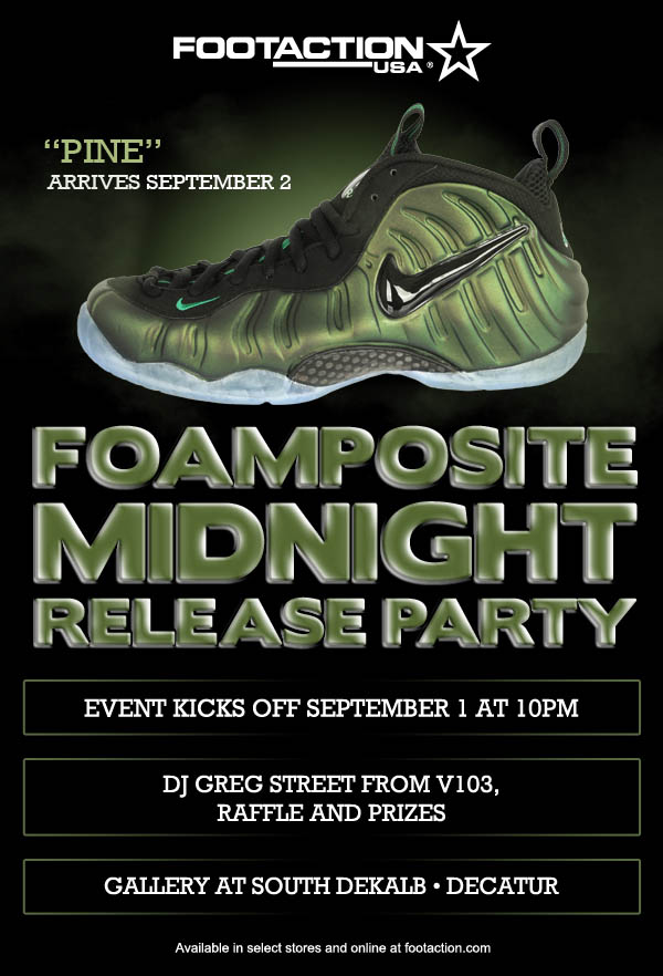 Nike Air Foamposite Pro "Dark Pine" Midnight Release Events at Footaction
