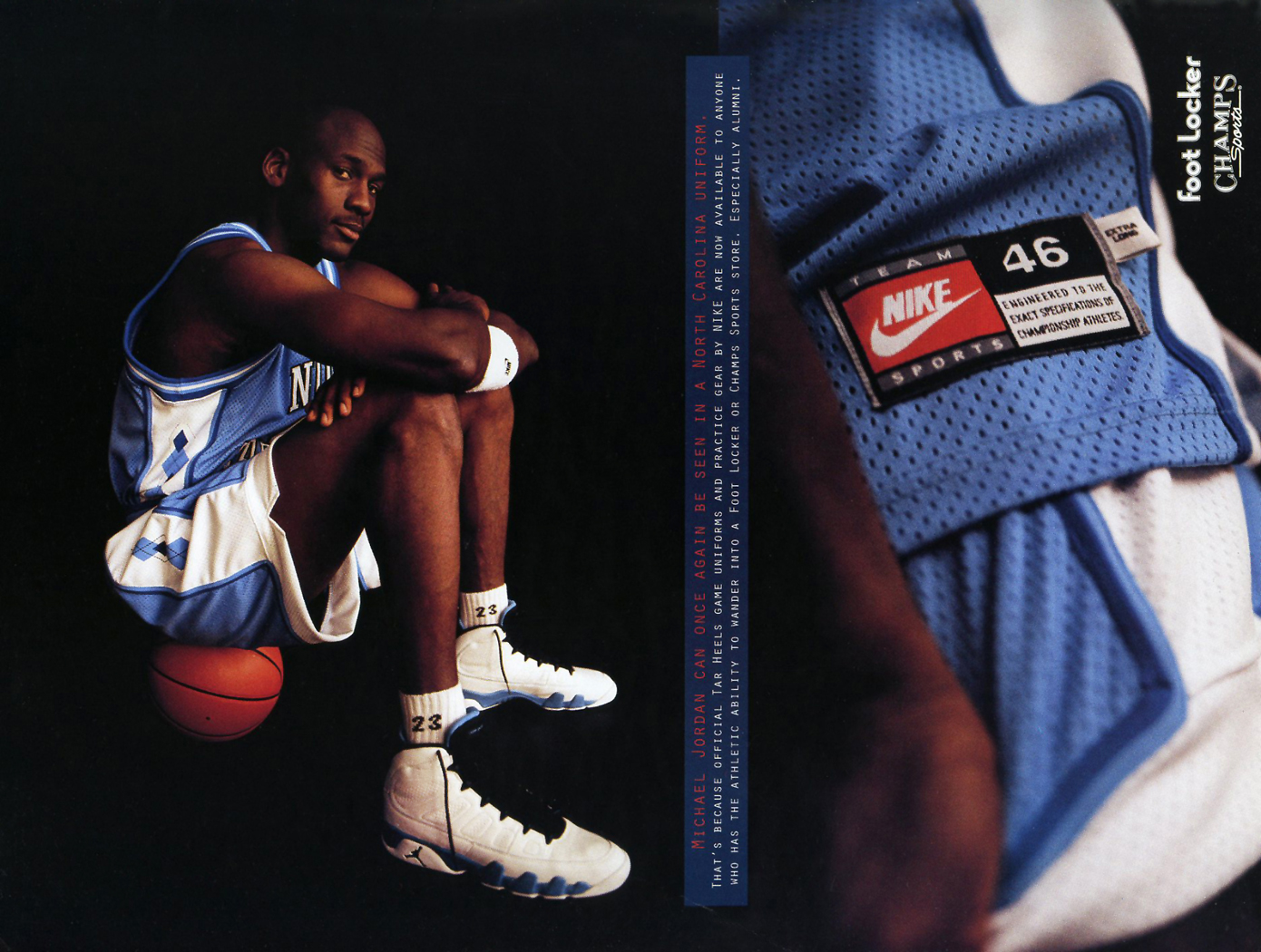 Vintage Ad Michael Jordan in UNC Uniform Complex