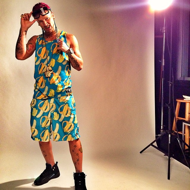 Riff Raff wearing Air Jordan XII 12 Nubuck