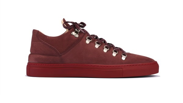 filling pieces amsterdam mountain cut trainer in all burgundy profile