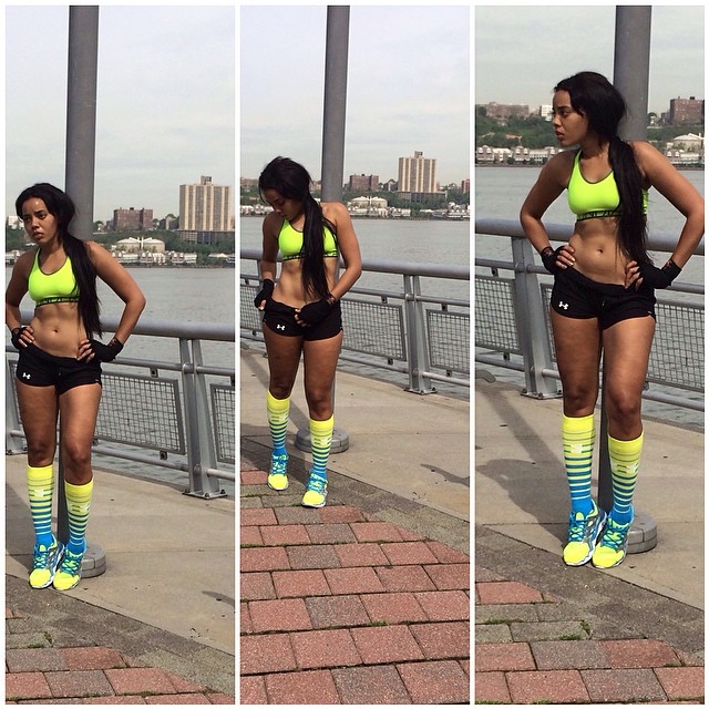 Angela Simmons wearing Under Armour Micro G Monza RE
