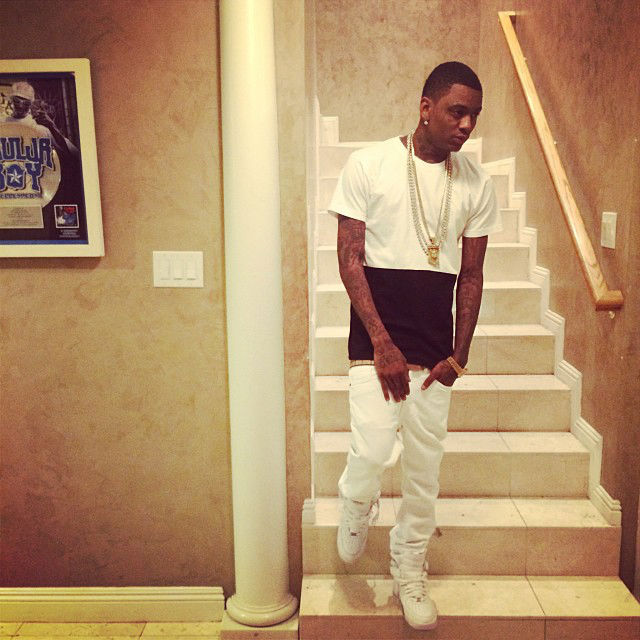 Soulja Boy wearing Nike Air Force 1 Mid White