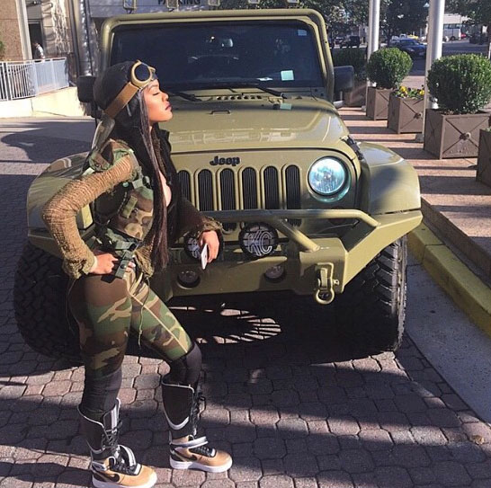 Teyana Taylor wearing Nike Air Force 1 RT Boot Beige