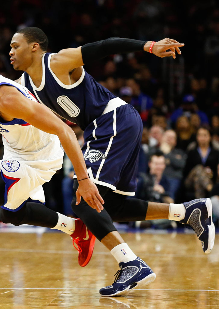 Russell Westbrook wearing Air Jordan XX9 Navy PE