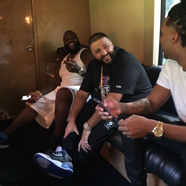 DJ Khaled wearing Air Jordan III 3 Sport blue