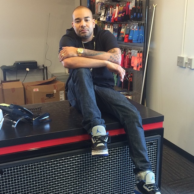 DJ Envy wearing Air Jordan III 3 Sport Blue