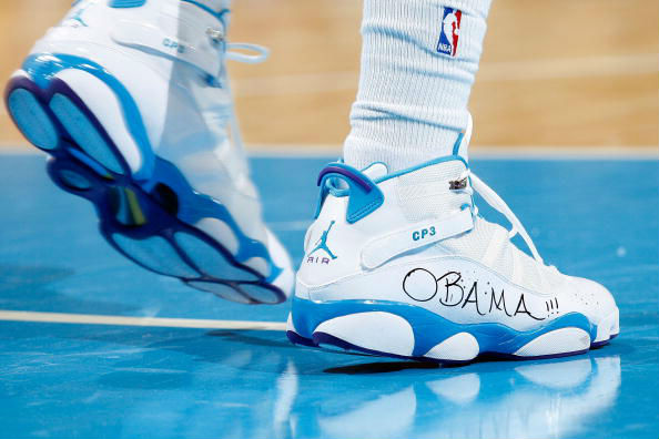 Chris Paul wearing Jordan Six Rings PE Obama (2)