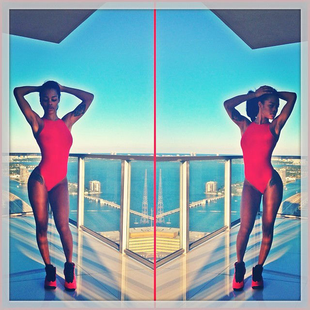 Teyana Taylor Wears Air Jordan 10 Fusion Red Complex