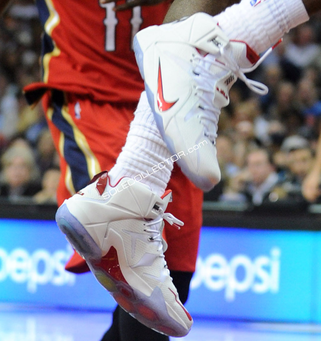 Lebron 12 red store and white